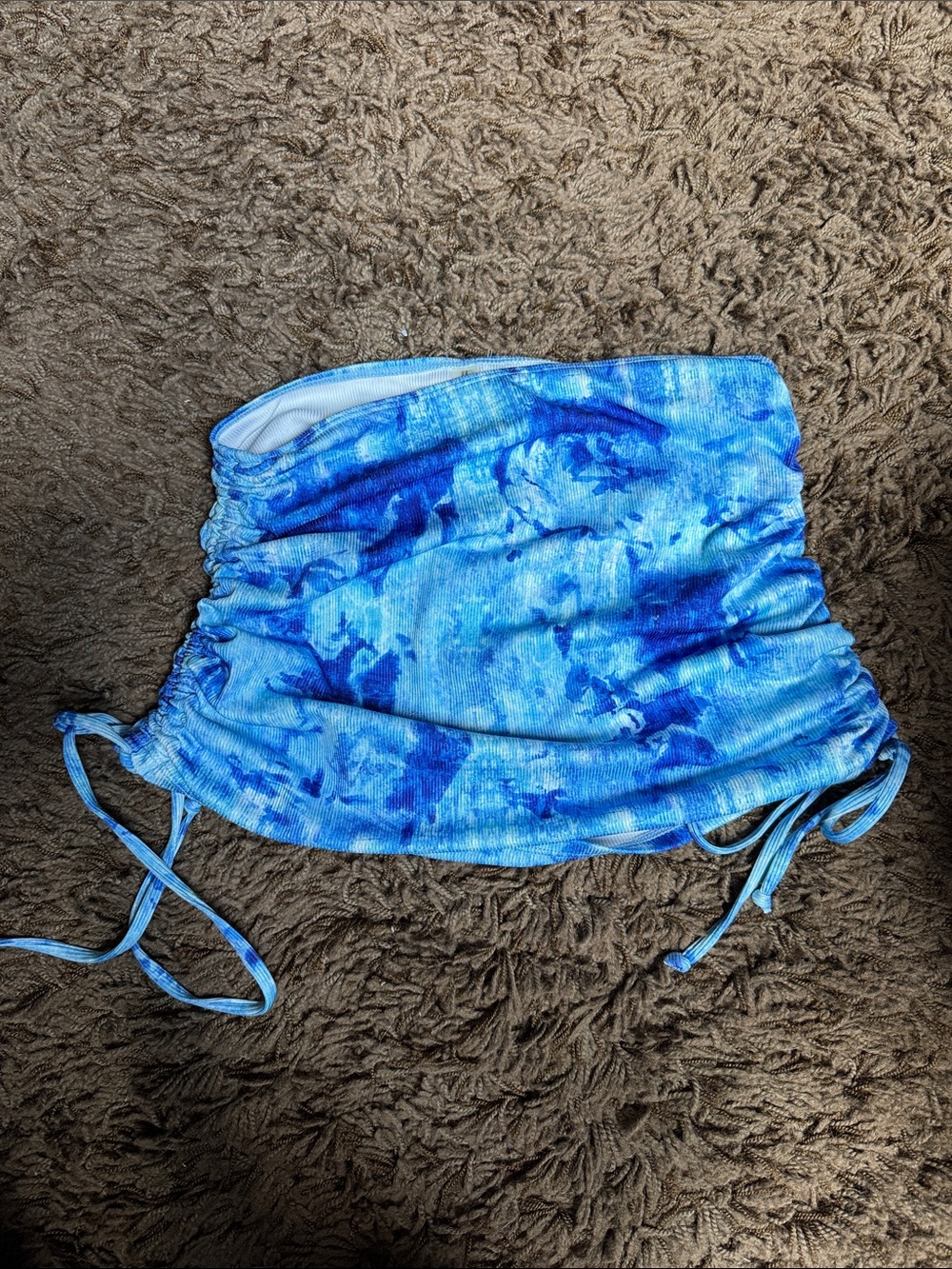NWOT Zaful swim bottom cover up ruched drawstring sides. Blue/light blue. Sz 6.